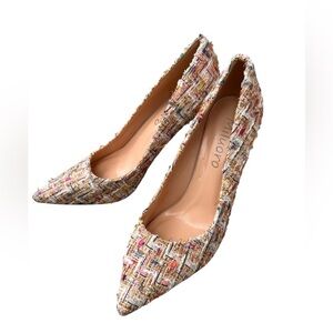 Miluoro multicolor tweed pointed toe pumps sz 37/6.5(US) nwob